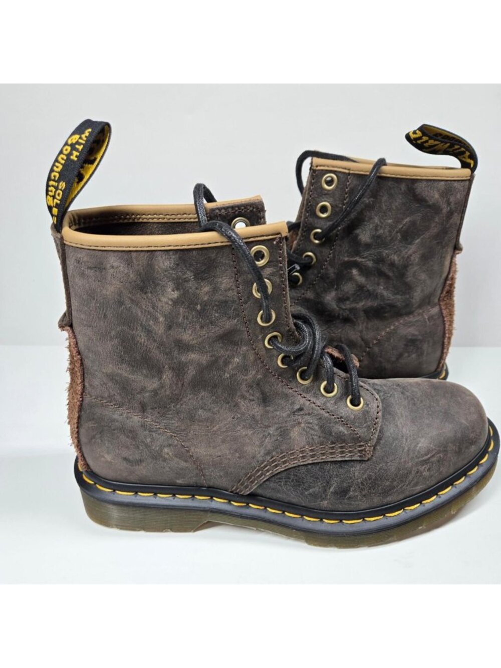 New Dr. Martens 1460 Rustic Distressed Brown Leather combat boots.